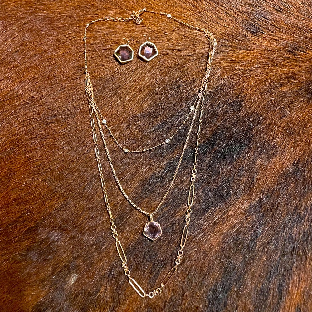 Kendra Scott Rose Gold Necklace & Earrings